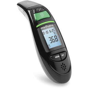 Medisana Fieberthermometer TM 750 Black, Kontaktlose Infrarot-Messung mit Fieberalarm, 30 Stück