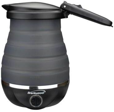 Brentwood Dual Voltage 3.3 Cup Collapsible Travel Kettle in Black