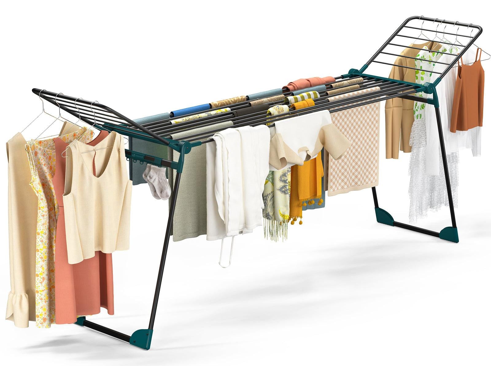 VOUNOT uitschuibaar wasrek vleugelmodel zwart B/D/H: 284 x 55 x 122 cm
