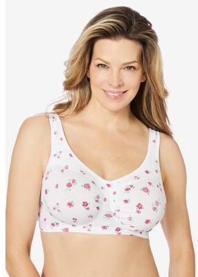 Plus Size Women's Wireless Leisure Bra by Comfort Choice in White Ditsy (Size 46 DD)