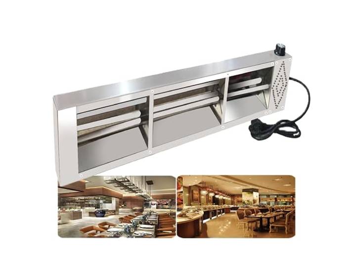 VFDZ Wärmelampe Küche Gastro, Hängende Speisenwärmer Lampe Buffet (90cm) Wärmelampe Gastronomie für Speisen Einstellbare Temperatur 30–80°C, Edelstahl Lebensmittel Wärmelampe Küche für Essen