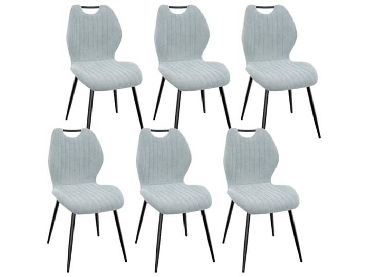 WAFTING Esszimmerstühle 6er Set, Gepolsterter Stuhl aus Stoff, Cyanfarben Hohe Rückenlehne, Schwarz Lackierte Metallfüße, für Esszimmer, Schlafzimmer und Empfang