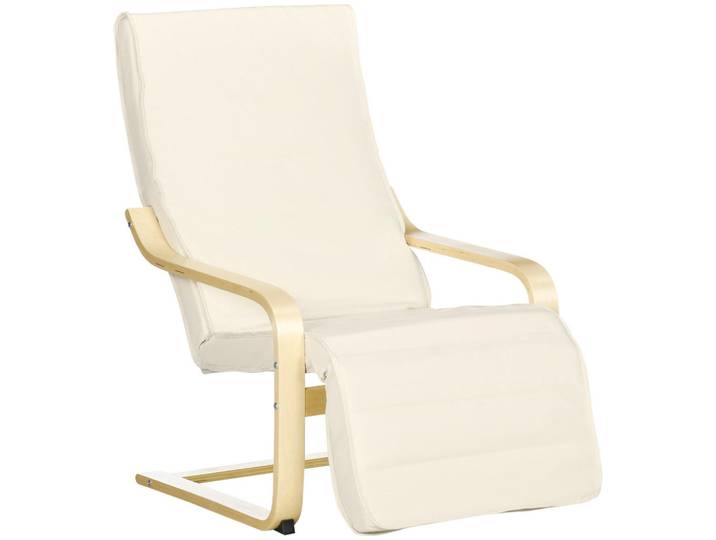 Homcom Relaxsessel Schwingstuhl, Ruhesessel, Relaxstuhl mit Verstellbarem Fußteil, Weiß, Kunststoff, 94x100x66.5 cm, Wohnzimmer, Sessel, Relaxsessel