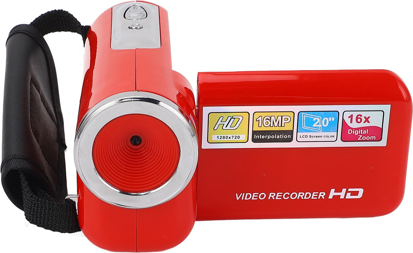 Cocosity Videocamera 16MP 1080P met 16x Digitale Zoom en Draaibaar Scherm - Rood