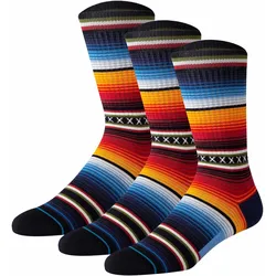 STANCE Unisex Socken, 3er Pack - CURREN ST CREW, Streifen, Fair-Isle-Muster, Baumwoll-Mix Rot / 38-42