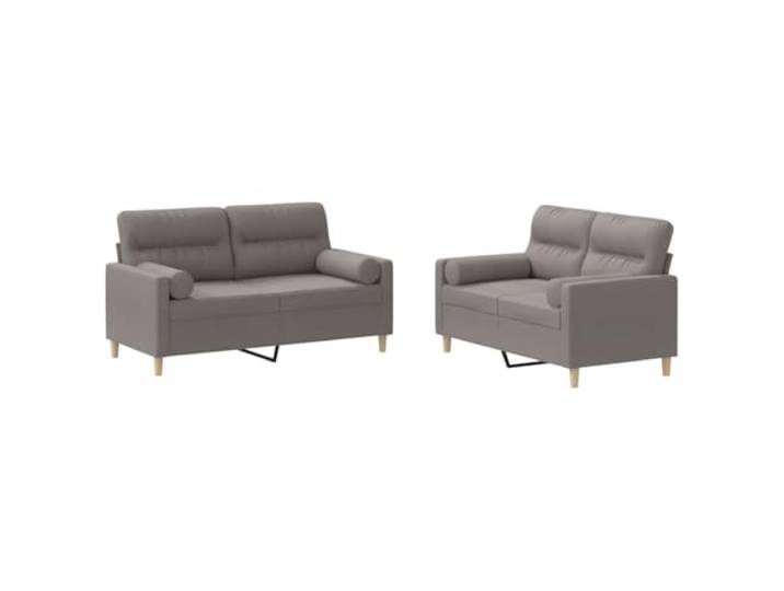 KUTYWEXFM 2-TLG Sofagarnitur mit Rollkissen Polstersofa Set Taupe Bequeme 2er Couches mit dicker Schaumstoffpolsterung und Zusatzkissen für modernes Wohnzimmer und Entspannungsbereich.