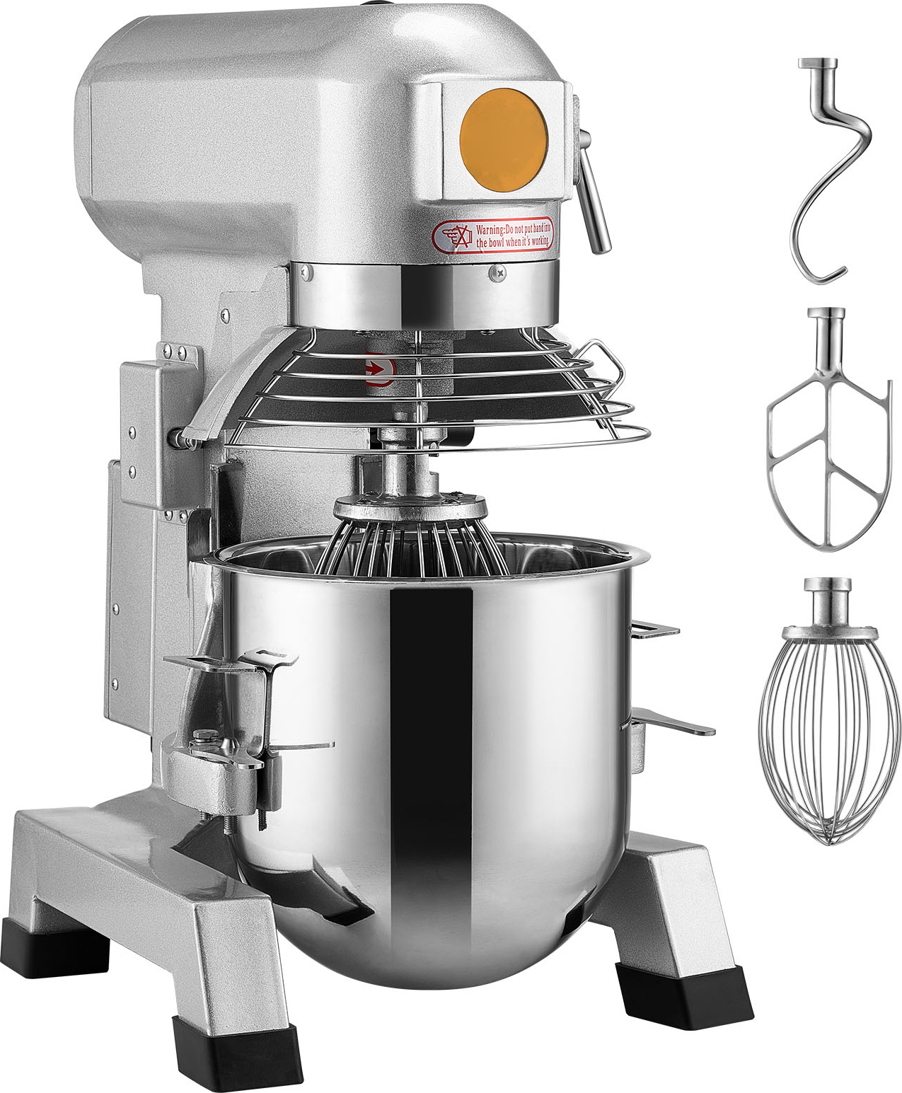 SucceBuy Kommerzieller Küchenmixer, 18,7 l Standmixer mit 3 einstellbaren Geschwindigkeiten, 1100 W Teigmixer, Edelstahlschüssel und 3 Aufsätze, ideal für Restaurant, Bäckerei, Konditorei, Café