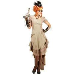 Steampunk-Kleid "Loretta" für Damen, taupe
