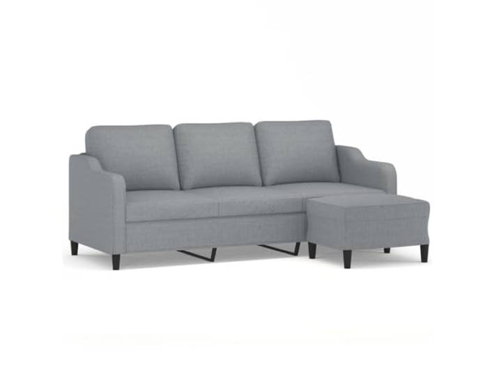 Todiikf 3-Sitzer-Sofa mit Fußhocker Hellgrau 198 cm Stoff Polstersofa Set Bequeme Polstergarnitur mit flexibel platzierbarem Fußhocker für Wohnzimmer und Gästezimmer.