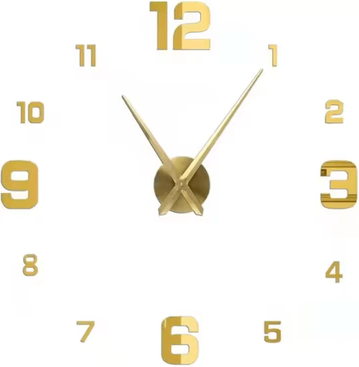 Inspire Picks 3D DIY Frameless Wall Clock Luminous Silent Modern Wall Decor Stickers 063 Gold 3d 51 Inch(130cm)
