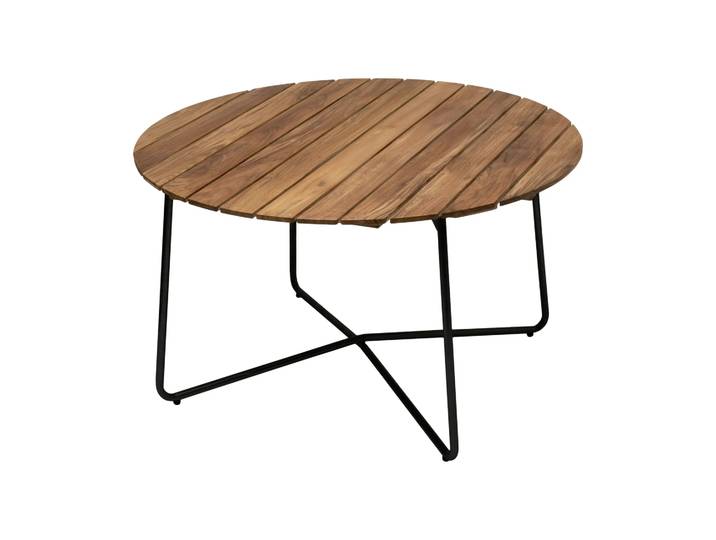 Grythyttan Stålmöbler 9A Esstisch Teak unbehandelt-Schwarz, Ø120 cm