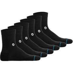 STANCE Unisex Quartersocken 6er Pack - Icon Quarter, Logo, Basic Schwarz / 43-47