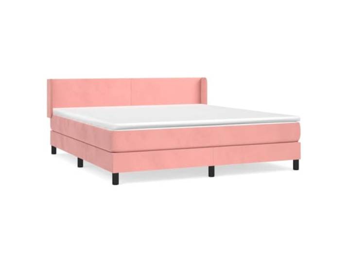 PUGYNBK Boxspringbett, Samt, Rosa, 160 x 200 cm Verstellbares Kopfteil, Taschenfederkernmatratze, mittlere Festigkeit, Bezug aus weichem Leder