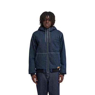 Outdoorjacke ELEMENT "Hooded Bomber Jacket", Herren, Gr. L, blau (herringbone denim), Obermaterial: 100% Baumwolle., Jacken Outdoorjacke