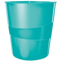 Leitz Papierkorb, Abfalleimer, Blau, Silber