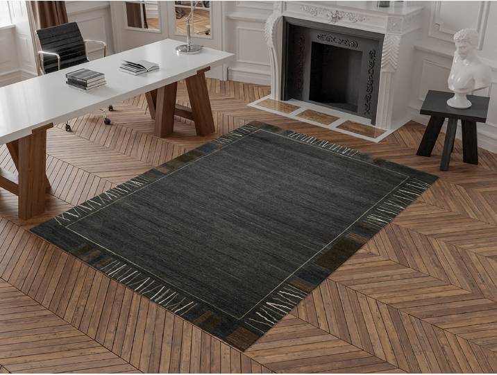 Tapis en laine Olympus Top Gris/Gris foncé 200 x 250cm Tissu mélangé