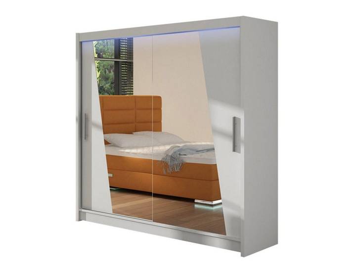 MIRJAN24 Kleiderschrank London XIV (Frontspiegel, Schiebetüren) Aluminium-Gleitschienen, Schwebetürenschrank