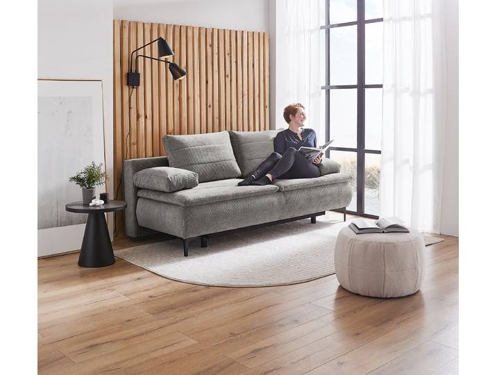 Boxspring-Schlafsofa Metsa Grau Cordstoff Rumi 204 x 93 x 100cm mit Schlaffunktion Modern