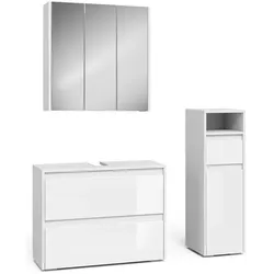 Vicco, Badmöbelset, Majest, Weiss/Weiss Hochglanz, 3 Teile