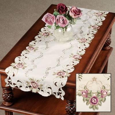 H.c. International, Inc. Bella Rose Table Runner 14 x 48, 14 x 48, Rose/Ivory