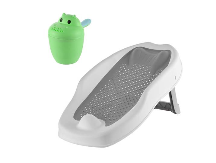 Relaxdays Baby-Badehilfe Grau 2er-Set Badeliege, Mehrfarbig, Kunststoff, 51.5x30 cm, Pflegen, Baden, Badesitze