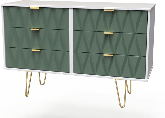 Canora Grey Baturhan 6 Drawer Wide Chest (Ready Assembled) Labrador Green/White 76cm H X 115cm W X 40cm D
