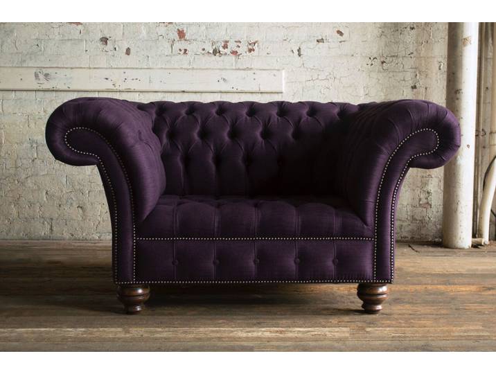 JVmoebel Chesterfield-Sessel Lilafarbener Samt Lounge Sessel mit handgefertigtem Holzgestell (Packung, Relaxsessel), Made in Europa