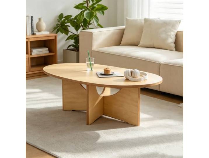 Couchtisch mit hochwertigen Zapfenverbindungen gefertigt, extrem langlebig Couchtisch mit sicheren abgerundeten Kanten, platzsparend für kleine nordische Wohnräume(Natural)