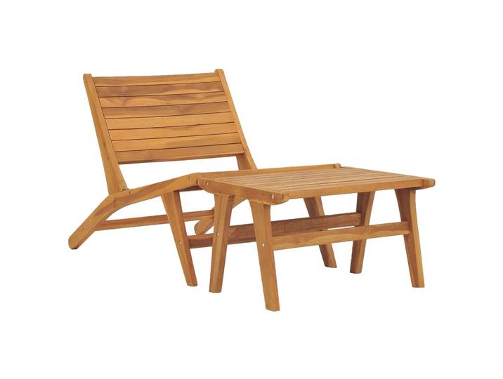 vidaXL Gartenstuhl mit Fußablage Massivholz Teak