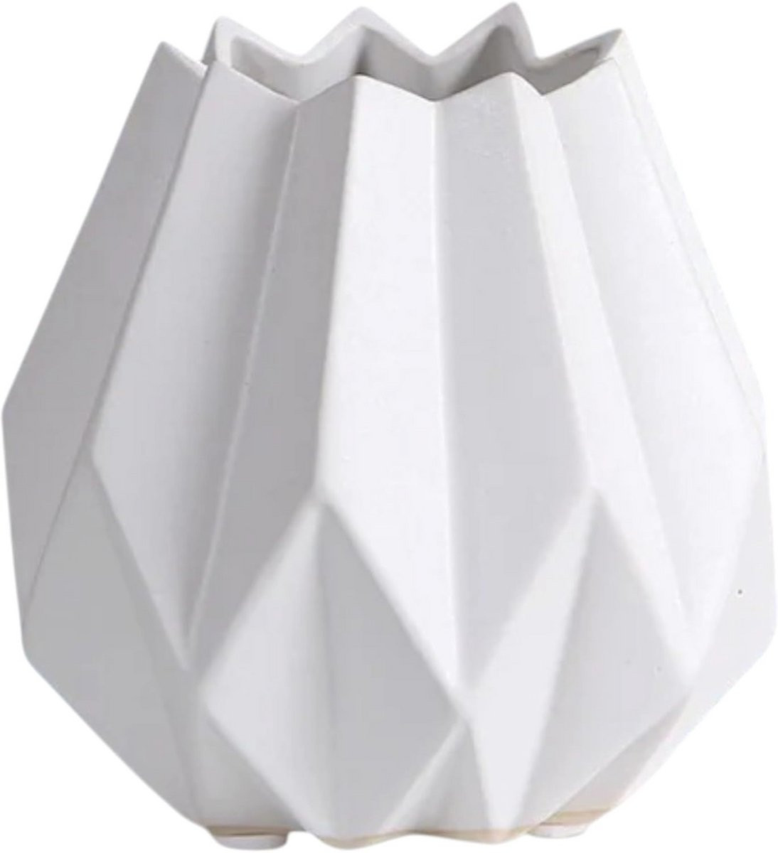 Pastel tafelvaas met origami design van keramiek, Hoogte: 14 cm
