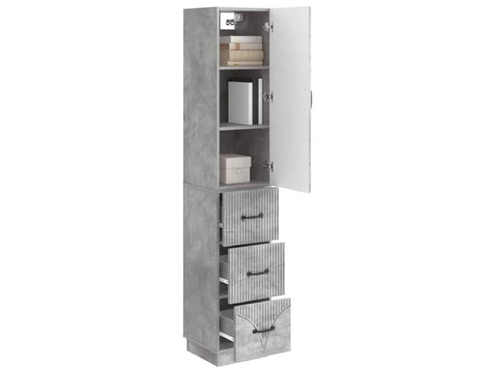 KTHLBRH Schrank-Set 2 Stück grau Beton 33 x 34,5 x 87 cm Technisches Holz, 3 Schubladen, 2 Einlegeböden, Schiebetüren, für Wohnzimmer oder Büro
