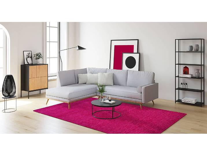 Wollteppich Holi Uni Pink/Pink 170 x 240cm Wolle