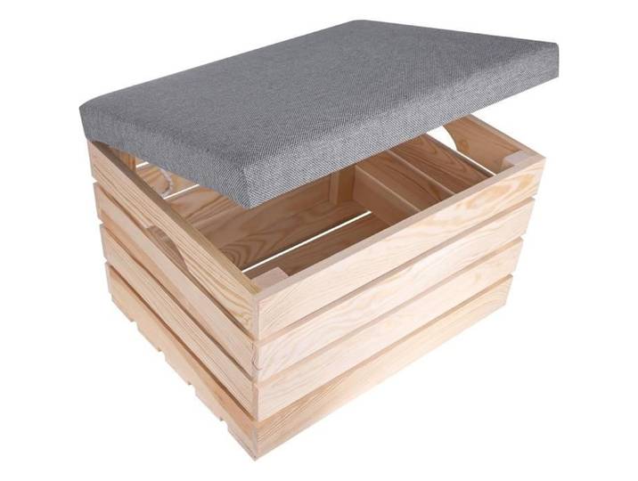 Pouf de rangement - CREATIVE DECO - Bois Brut - 50 x 40 x 35 cm - Intérieur