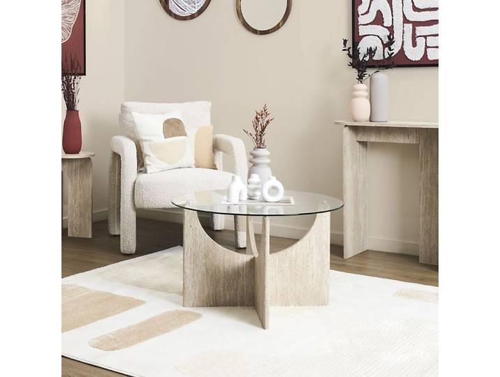 Table Basse - HOME DECO FACTORY - Pietra - Ronde - Verre - Multicolore
