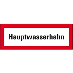 Aufkleber I Feuerwehrzeichen Hauptwasserhahn, Folie, 210x74mm, DIN 4066