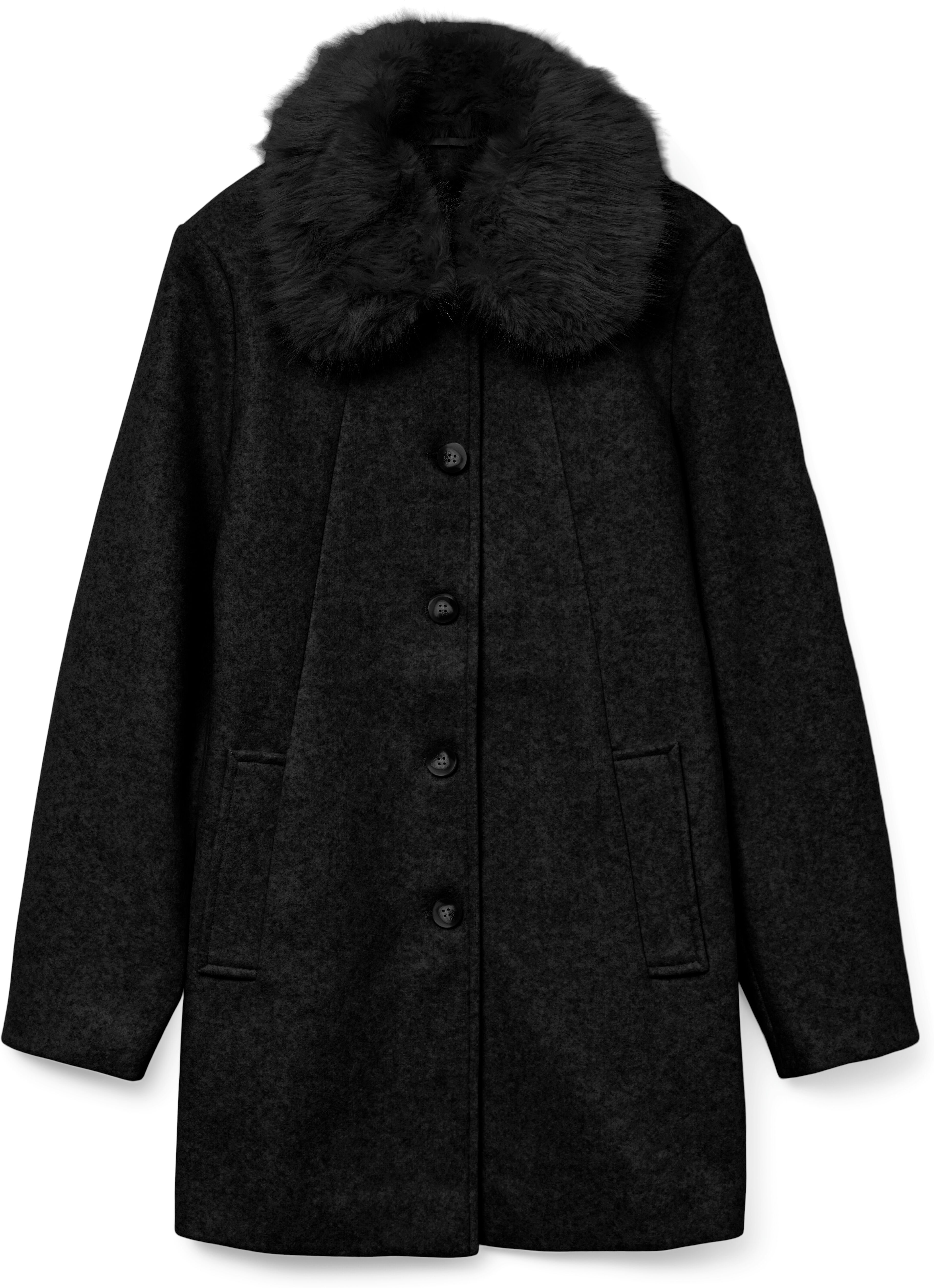 Langjacke VERO MODA "VMAUTUMN COZY JACKET GA BOO", Damen, Gr. XS, schwarz (schwarz detail:with schwarz collar), Web, Obermaterial: 100% Polyester, unifarben, regular fit, Jacken Langjacke schwarz detail:with schwarz collar XS