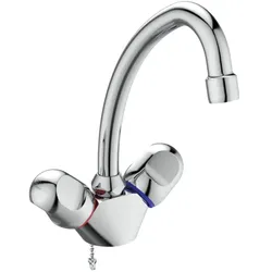 Ideal Standard Alpha Waschtischarmatur B2037AA chrom, Ausladung 155 mm, mit versenkbarer Kette