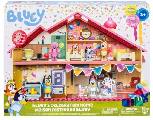 Moose Toys Bluey - Celebration Home Playset - 11 Removable Furniture Pieces & Accessories - Bluey Figure & Sticker Sheet Included - For Kids