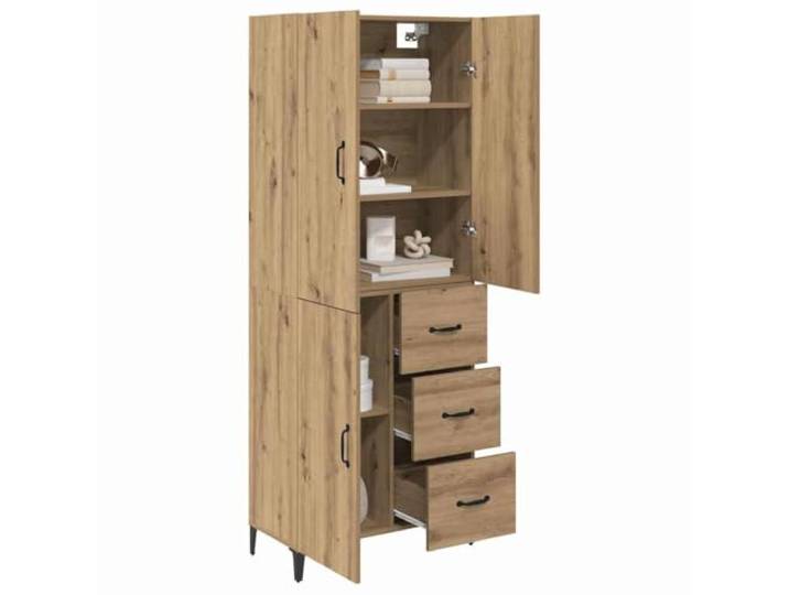KTHLBRH Sideboard Eiche Handwerk 69,5 x 34 x 180 cm Mehrschichtholz, 3 Schubladen, 3 Einlegeböden, 2 Türen, Wandmontage