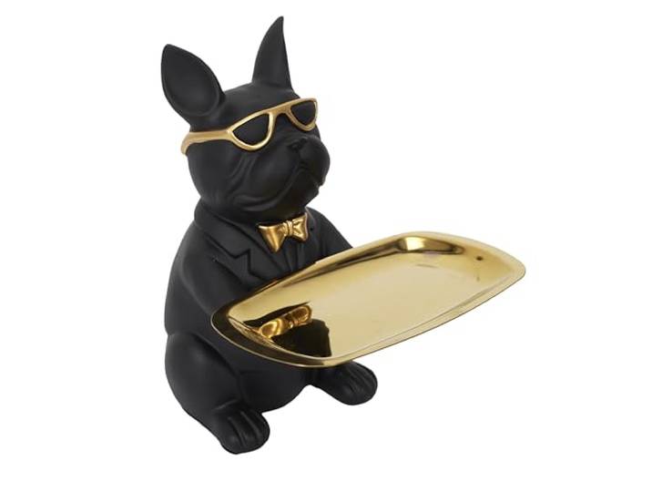 HOME DECO FACTORY - HD1300 - Sculptuur Deco Bulldog, zwart, lege zak, 21 cm