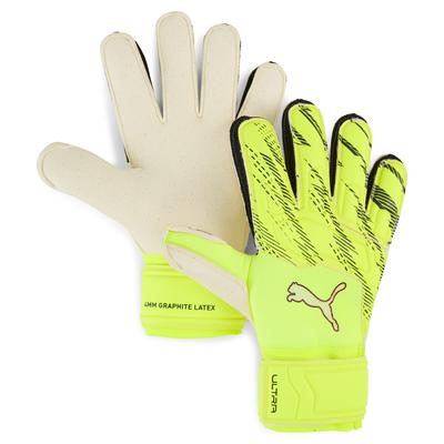 Torwarthandschuhe PUMA "PUMA ULTRA Pro Protect Torwarthandschuhe Jugendliche", Kinder, Gr. 11, gelb alert schwarz, Obermaterial: 100% Polyester; Handgelenkschoner: 100% Latex; Handfläche: 100% Latex; Handrücken: 100% Latex, Handschuhe