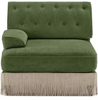 Loedds 38.39-inch Chesterfield Velvet Modular Sofa Seat with Ottoman, Button Tufting and Individual Seat Cushions