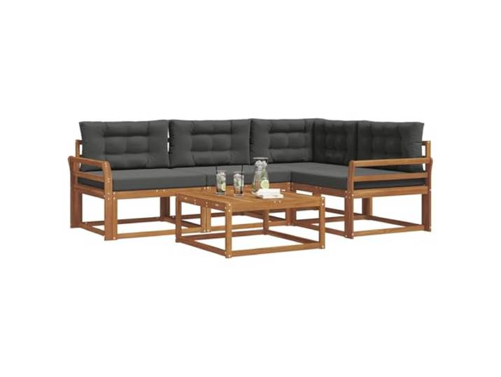 KTHLBRH Sofa-Set für den Außenbereich, 5-teilig, Holz, Akazie, Natur Modularer Lattenrost für Garten, Terrasse, Pool, modernes Design