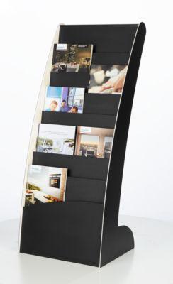 Prospektständer Paperflow COURBO, Kunststoff, DIN A3 plus, 8 Fächer, schwarz-weißes Design