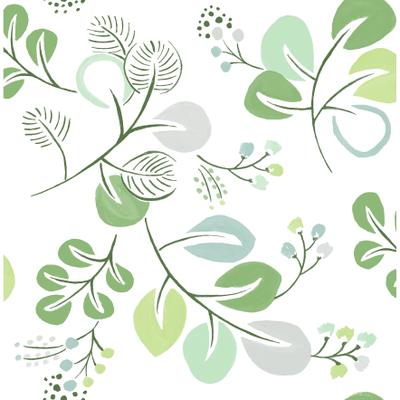 A-Street Prints Jonah Light Green Leaf Trail Wallpaper