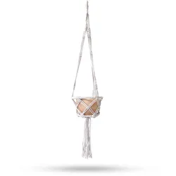 Macrame Hooped Pot Holder Small - Natural - 16cm Hoop