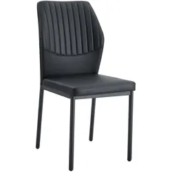 STILVORA Esszimmerstühle 4er-Set PU-Leder Schwarz, Metallbeine, 93 cm, pflegeleicht