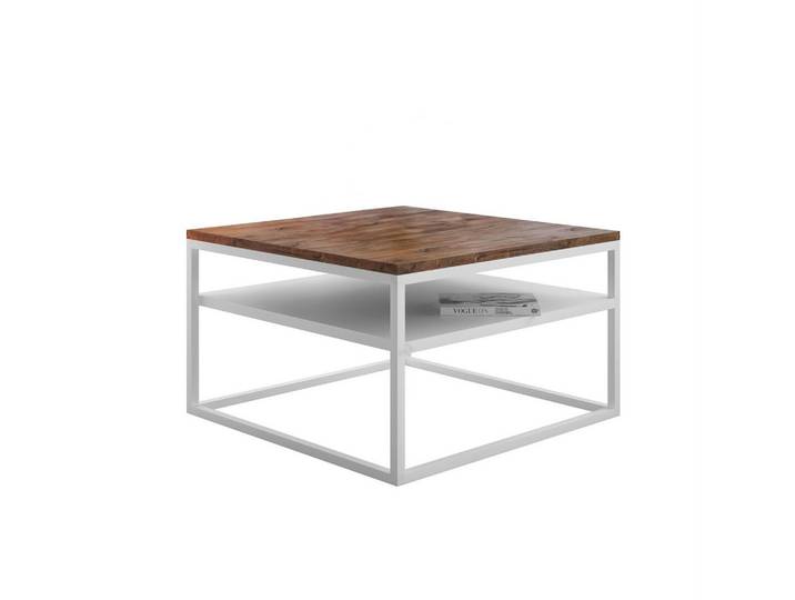 COUCHTISCH NOVA mit Ablage Weiß / Stirling Eiche