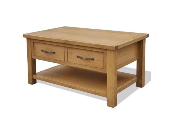 Roanoer Couchtisch Eiche Rustikal mit Schublade 88x53x45 cm Wohnzimmer Rustikaler Beistelltisch aus Holz mit integriertem Schubfach für Zeitungen und Fernbedienung im heimischen Wohnzimmer.
