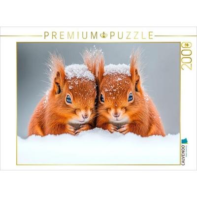 CALVENDO Puzzle Kuschelige Eichhörnchen im Winterzauber | 2000 Teile Lege-Größe 90x67cm Foto-Puzzle für glückliche Stunden, von , Calvendo Puzzle